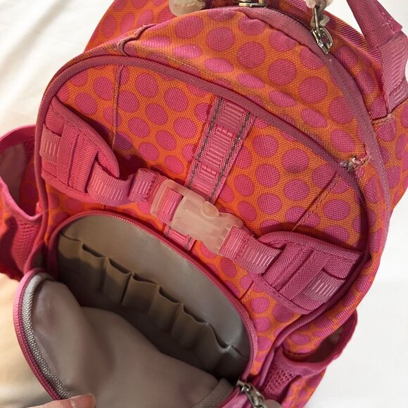 Pottery Barn Kids Mackenzie Small Pink Orange Dot Backpack School Bag - Picture 9 of 14
